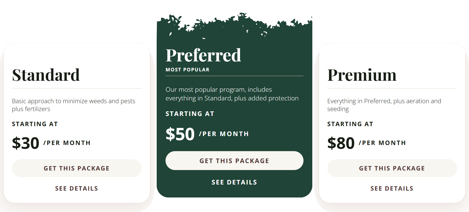 Good's Lawn Care Program Pricing
